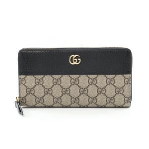 Gucci Marmont GG Long Wallet Leather Beige Black
